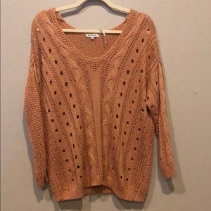 Blush pink v neck sweater